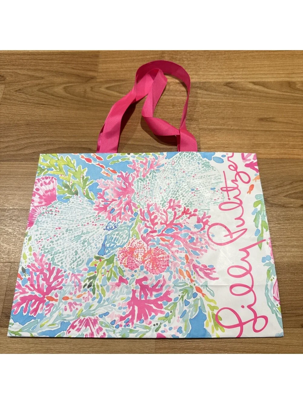 Lilly Pulitzer  CORAL PRINT Paper Gift Bag 11in x 8in